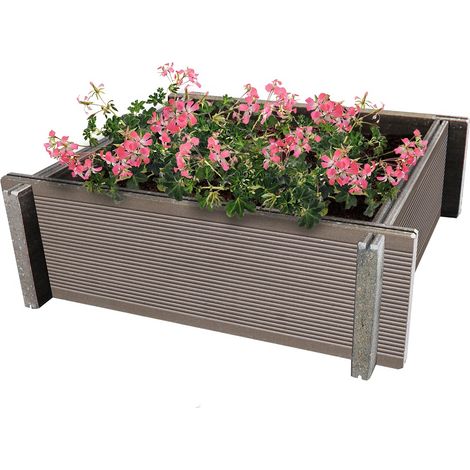 Fioriera vaso porta fiori componibile 40 x 40 x 12.5 Made in italy in WPC da balcone, terrazzi o ambienti esterni disponibile in 2 colori Marrone (1/3)