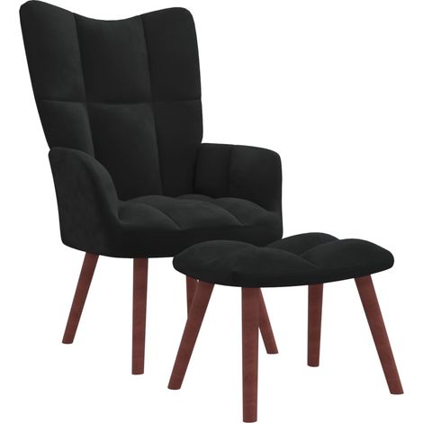 Chaise de relaxation Fauteuil de relaxation Chaise de Salon Relax Intérieur avec repose-pied Noir Velours DGBDF638058 (1/5)