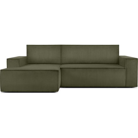 KONSIMO NAPI Ecksofa links, mit Schlaffunktion, in Pet Friendly Cord-Stoff, grün (1/5)