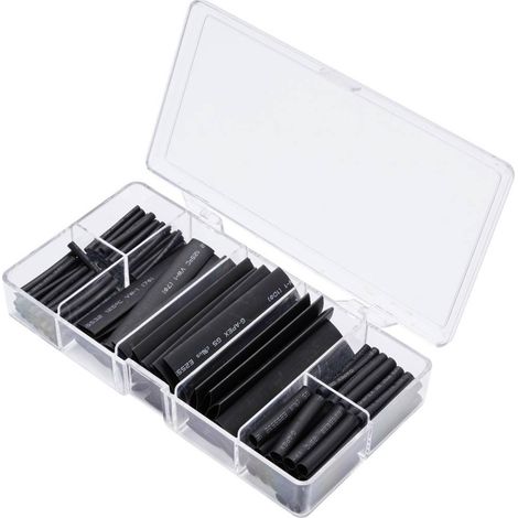 TRU COMPONENTS TC-13388828 Kit guaine termoretraibili Nero Restringimento:2:1 127 pz. (1/2)