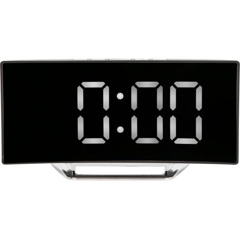 Réveil numérique avec écran incurvé intelligent à détection de lumière et effet miroir, horloge LED, affichage numérique de la température et réveil à lumière blanche pour étudiants. (1/5)