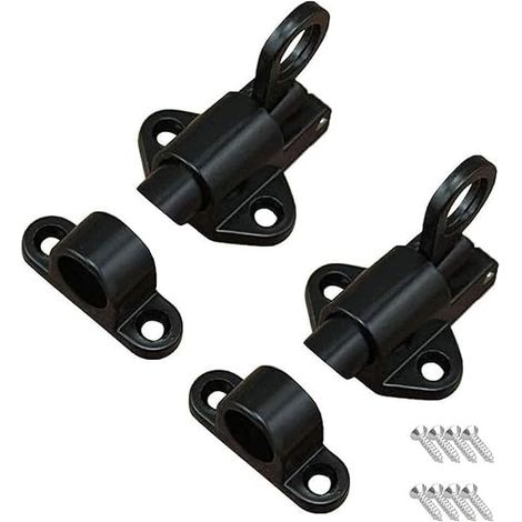 Loquet de Porte,Loquet à Ressort,Boulon Porte Loquet,Portes et Fenêtres, Portes en Bois,Portes de Toilettes, Armoires, Penderies,Noir (1/5)
