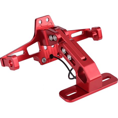 Plaque d'immatriculation moto en aluminium réglable, support avec éclairage rouge