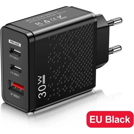 Chargeur rapide 30 W, adaptateur secteur USB-C PD, compatible Quick Charge 3.0, compatible iPhone, Samsung et Xiaomi, pour téléphones portables de voyage. Chargeur mural USB Type-C. (1/5)