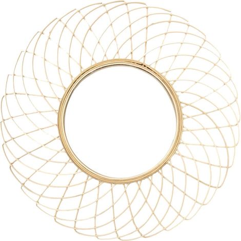 Miroir Rond Déco Rosace en Bambou Ø90cm (1/2)