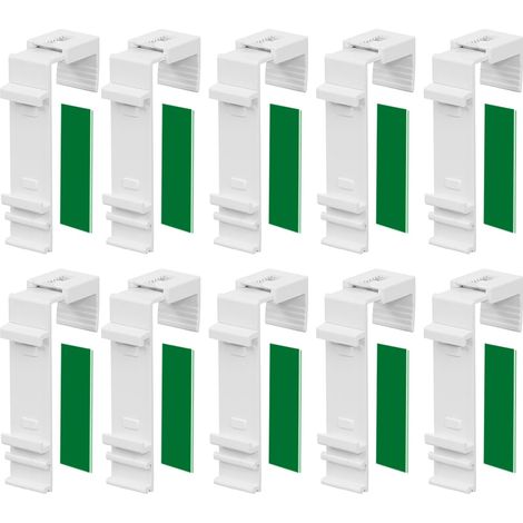 Lot de 10 Supports de Serrage Longs pour Store Double à Fixer et à Coller sans perçage comme Accessoire ou pièce de Rechange pour la Suspension à la fenêtre en PVC, Porte de Balcon (1/5)