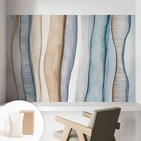 Tapete Vliestapete mit Kleber - abwaschbar - Tapete mit Motiv - trendige Wanddeko - elegant Fototapete  Abstrakte Streifen 104x70 cm (1/5)