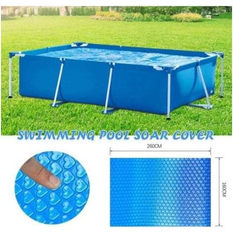 NALOOKAMIC Bâches Bulles Piscine Solaires Rectangulaire/carré Couverture de Piscine Solaire, Protecteur Couvercle De Bain à Remous Anti-Pluie Anti-poussière Protection UV Jardin Extérieur - 260x170cm