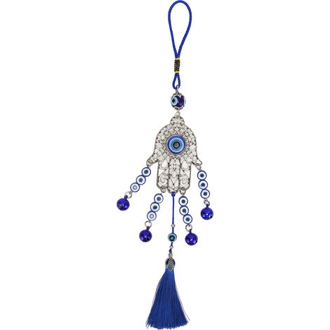 Porte-bonheur bleu œil pendentif voiture décoration rétroviseur argenté pour sac à dos maison (1/5)