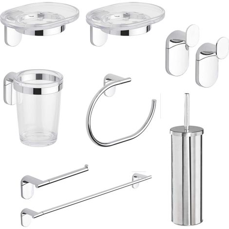 Set kit juego de accesorios de baño toallero de acero y ABS 8 piezas mod. Zero Cromo (1/5)