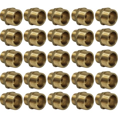 Lot de 25 Mamelons Laiton Réduit mâle/mâle 3/4"-1/2" (20/27-15/21) - Arcanaute (1/5)