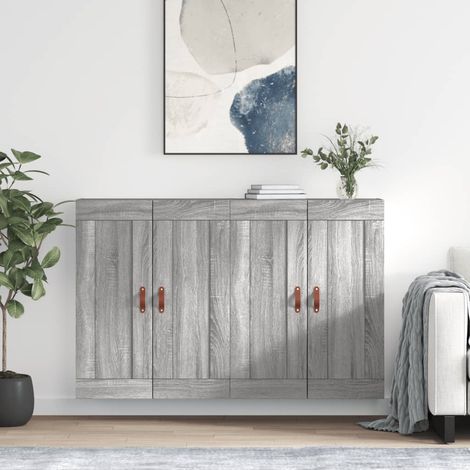 Rangement en bois - vidaXL Armoires murales 2 pcs sonoma gris bois d'ingénierie - Armoire suspendue (1/5)