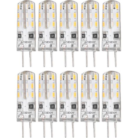 CHOYCLIT G4 LED-Glühbirne, 10 Stück G4 LED-Glühbirne, Bi-Pin-Sockel, Silikon, Warmweiß 3000 K, 1,5 W, AC 220 V, 110 lm, Ersatz für Landschaftsglühbirnen