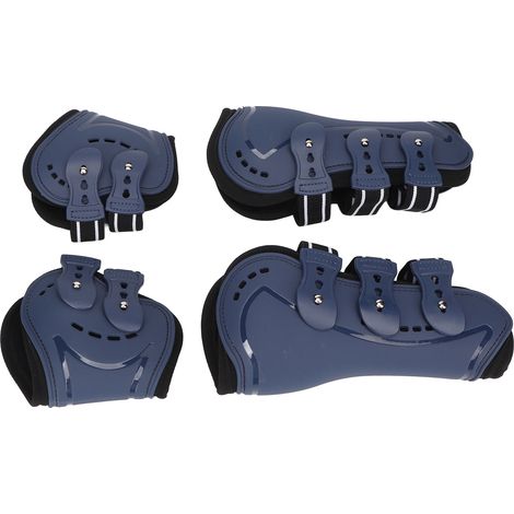 Guêtres de tendon pour cheval, réglables, ouvertes sur le devant, respirantes et protectrices, pour le saut d'obstacles, bleues, lot de 4, taille L (1/5)