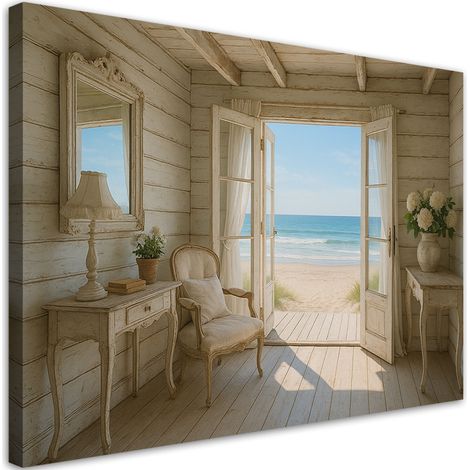 Wandbild Blick auf den Strand Shabby Chic 60x40 cm