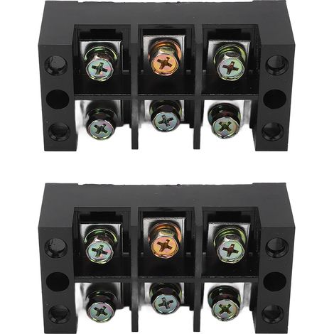 borniers 100A 600V TBC à vis fixes en fer PC à double rangée pour systèmes de distribution d'éclairage, 3 broches (1003) (1/5)