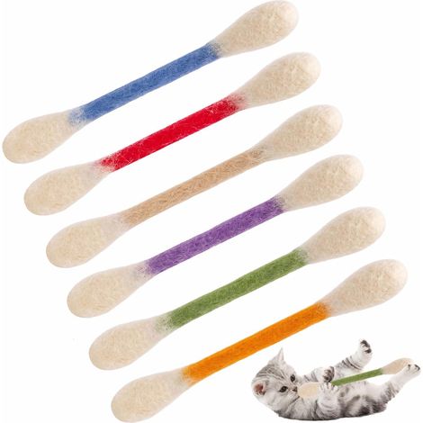 6 hisopos de algodón para gatos, hisopos de algodón de juguete para gatos, juguete para gatitos Contiene hierba gatera premium, un juguete interactivo para gatitos para aliviar el aburrimiento y (1/5)
