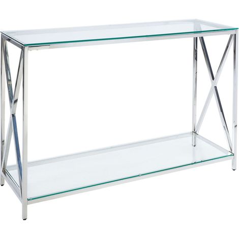Console Table AUDET Tempered Glass Silver