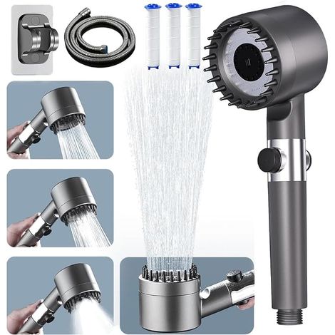 High Pressure Shower Head, Water Saving Shower Head with 1.5M Shower Hose and Shower Holder (1/3)