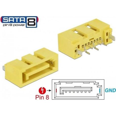 Connecteur SATA - Câble de Raccordement à Soudure - Jaune - Pour Disques Durs SSD et Lecteurs Optiques - Lot de 1