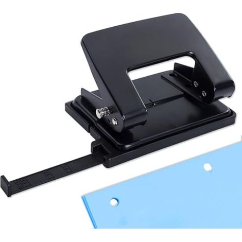 Perforadora de 2 Agujeros - Perforadora Manual Compacta con Diseño Ergonómico para Oficina, Escuela y Hogar - Perforación Rápida en Segundos - Resistente y Duradera (1/4)