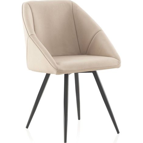 Fauteuil beige tissu imitation cuir pieds métal noir élégant - beige clair imitation cuir (1/5)