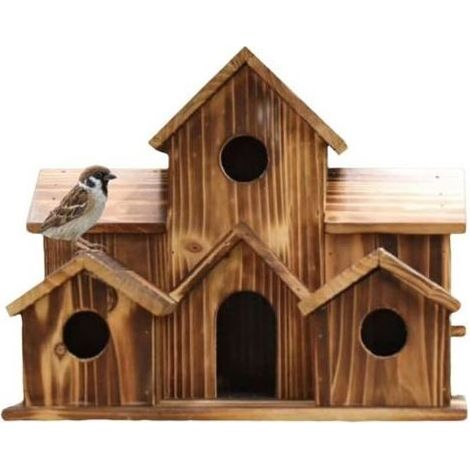 Grande maison à oiseaux rustique en bois pour une utilisation en extérieur - Nichoir pour oiseaux avec nichoir pour le jardin - À utiliser dans le jardin, le balcon, la pelouse et (1/5)