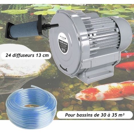 Kit Pompe à Air Vortex Turbine 30000 l/h + 24 diffuseurs 13 cm Pour Bassins De Jardin (1/5)