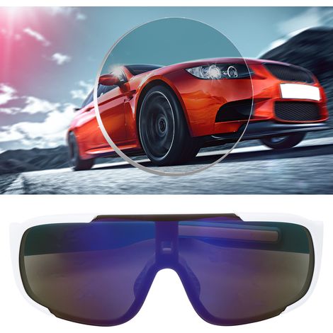 Lunettes de cyclisme anti-vent unisexe pour VTT et randonnée - Cadre blanc avec verres bleus (1/5)
