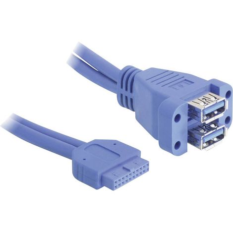 Delock Câble USB USB 3.2 Gen1 (USB 3.0) En-tête de broche 19 pôles, USB-A femelle 0.45 m bleu certifié UL 82942 (1/2)