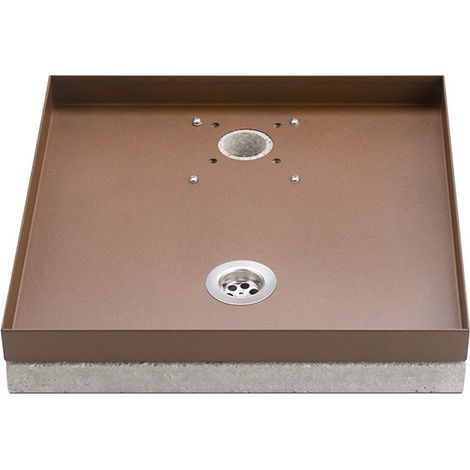 Base Portaciottolo per Fontane 40x40x8 cm in Metallo con Base in Cemento Belfer 42/BSE/10 Alluminio (1/5)