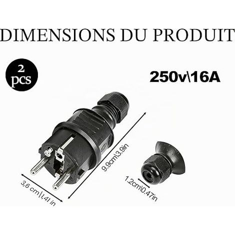 Prises Ensemble de Mâles 220V IP54, Fiche Male Prise Electrique, Fiches en Caoutchouc et Plastique, pour Utilisation Extérieure, pour Chantiers (1/4)