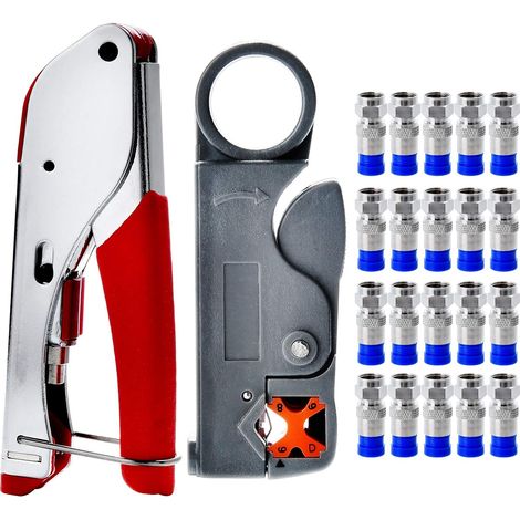 Jeu d'outils de sertissage par compression pour câbles coaxiaux RG58, RG59, RG6, RG62 et câbles TV (1/5)