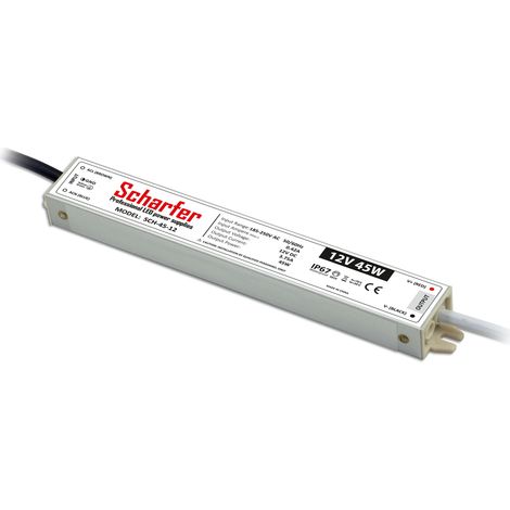 Transformateur LED 220V 12V étanche 45W IP67 3.75A – Protection surcharge et court-circuit – Efficacité 86% pour éclairage LED - SCH-45-12