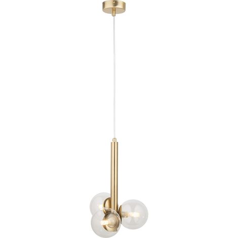 Suspension moderne dorée 3 globes verre Perla Lux G9 (1/2)