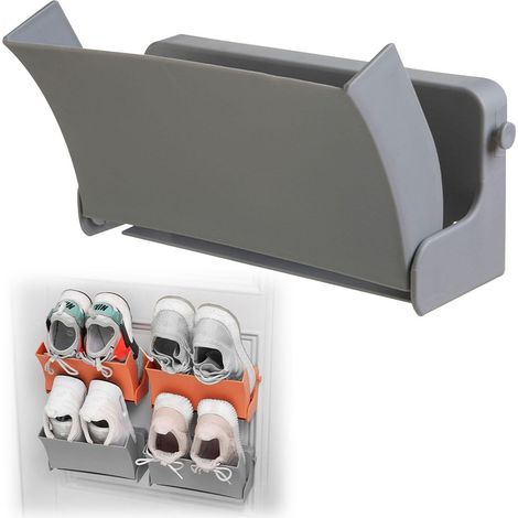 Support Chaussure Mural Pliable étagères, rangement chaussures pliable mural, cintre à couloir et couloir, gris (1/5)