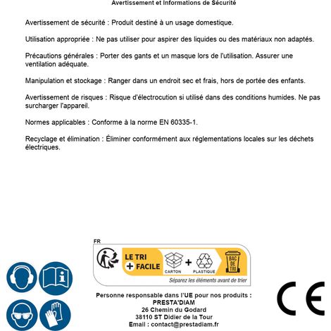 Aspirateur - Cendres Électrique 18L 1000W - Capacité 18L, Puissance 1000W - Nettoyage Efficace et Pratique - RIBIMEX