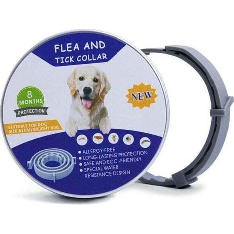 Collare antipulci e zecche regolabile per cani - Impermeabile - Protezione efficace per 8 mesi - Olio essenziale naturale (1/5)