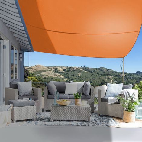 Sun Shade Sail Garden Patio Awning Canopy 98% UV Block Sunscreen Shelter Orange Rectangle 5x4m (1/4)