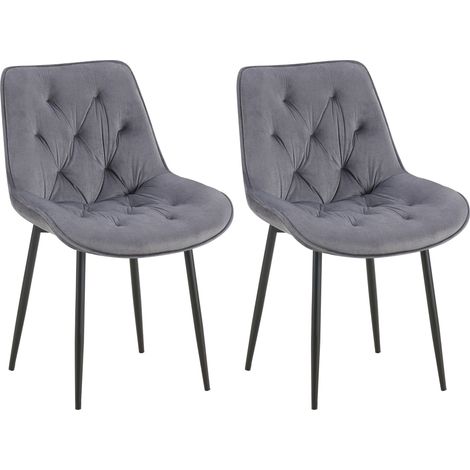Lote de 2 sillas de comedor Terciopelo Wallace Gris oscuro