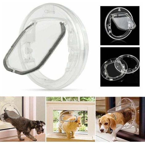 Porte chatière pour chats chiens animal de compagnie, grande porte chatière pour fenêtres portes coulissantes en verre avec 4 possibilités de verrouillage, chatière pour chat contrôlable (1/5)