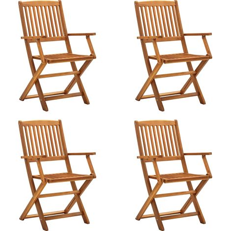 vidaXL Sillas plegables, 4 unidades, madera maciza de acacia. (1/5)