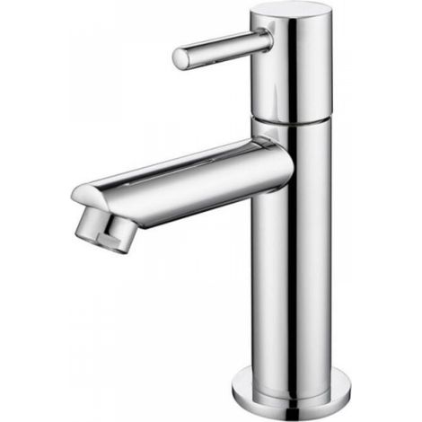 Robinet Eau Froide Robinetterie Lavabo pour Lave-Mains Robinet Salle de Bain Corps en Laiton Chromé Mousseur Démontable Haute Qualité (1/5)