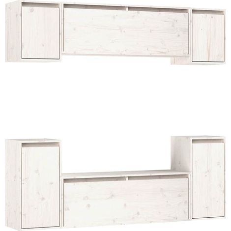 Meubles TV mural 6 pcs Meuble de rangement - Blanc Bois massif de pin fr2739 - Maison La Vie