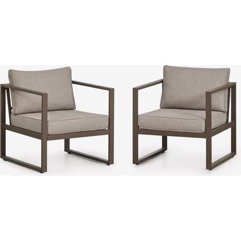 Pack de 2 fauteuils en aluminium Lipov SKLUM Marron Chocolat (1/5)