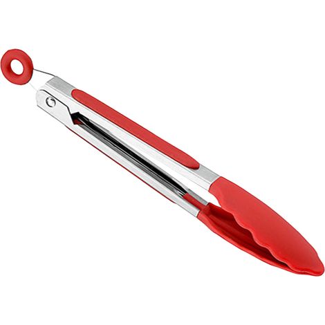 Küchenzange, hitzebeständig, rutschfest, aus Silikon, Grillzange, rot, 18 cm (1/5)