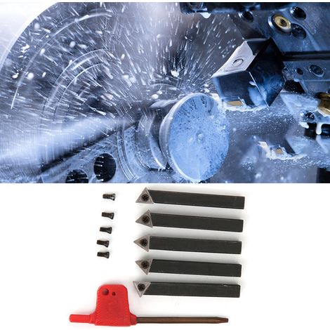Jeu de 5 outils de tournage indexables 1/4 po en carbure cémenté pour tours d'usinage et de dressage (1/5)