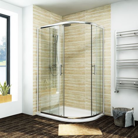 ELEGANT Sliding Shower Door Corner Entry Cubicle 1200x800mm Right Quadrant Shower Enclosure with Tray and Waste Trap (1/5)