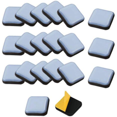 BUNTHAUS PA 24 Stück Möbelgleiter, selbstklebende Teflon-Möbelgleiter, quadratische Gleiter, Teflon-Stuhlgleiter, 2525 mm, Gleiter für Stuhl, Sofa, Schreibtisch, Tisch, Sessel (1/4)