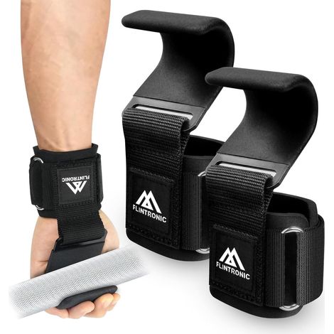 Crochets d'haltérophilie, 8 cm de Néoprène Rembourré Bandage Poignet, Crochet Musculation pour Hommes et Femmes, pour Powerlifting, Levage et Tirage de Barre, Crossfit, Rows et Deadlift (1/5)